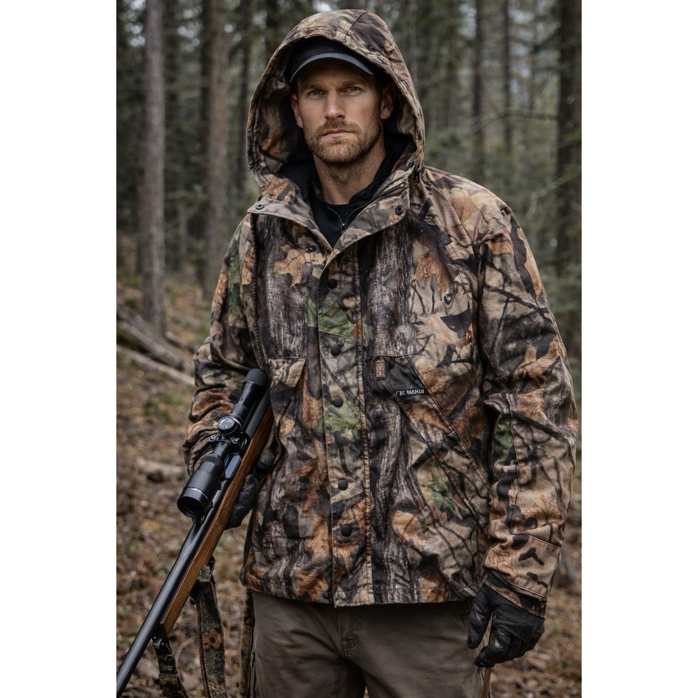 Big Bill Camo Wood'n Trail Hunting Jacket Size M Regular Hood Pockets